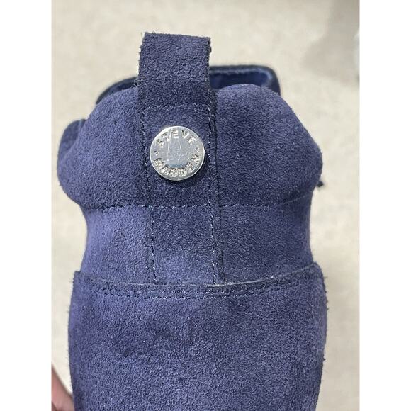 Steve Madden Silya Wedgie High Top Blue Suede Sneaker Women’s 9.5 Side Zippers - Picture 9 of 11